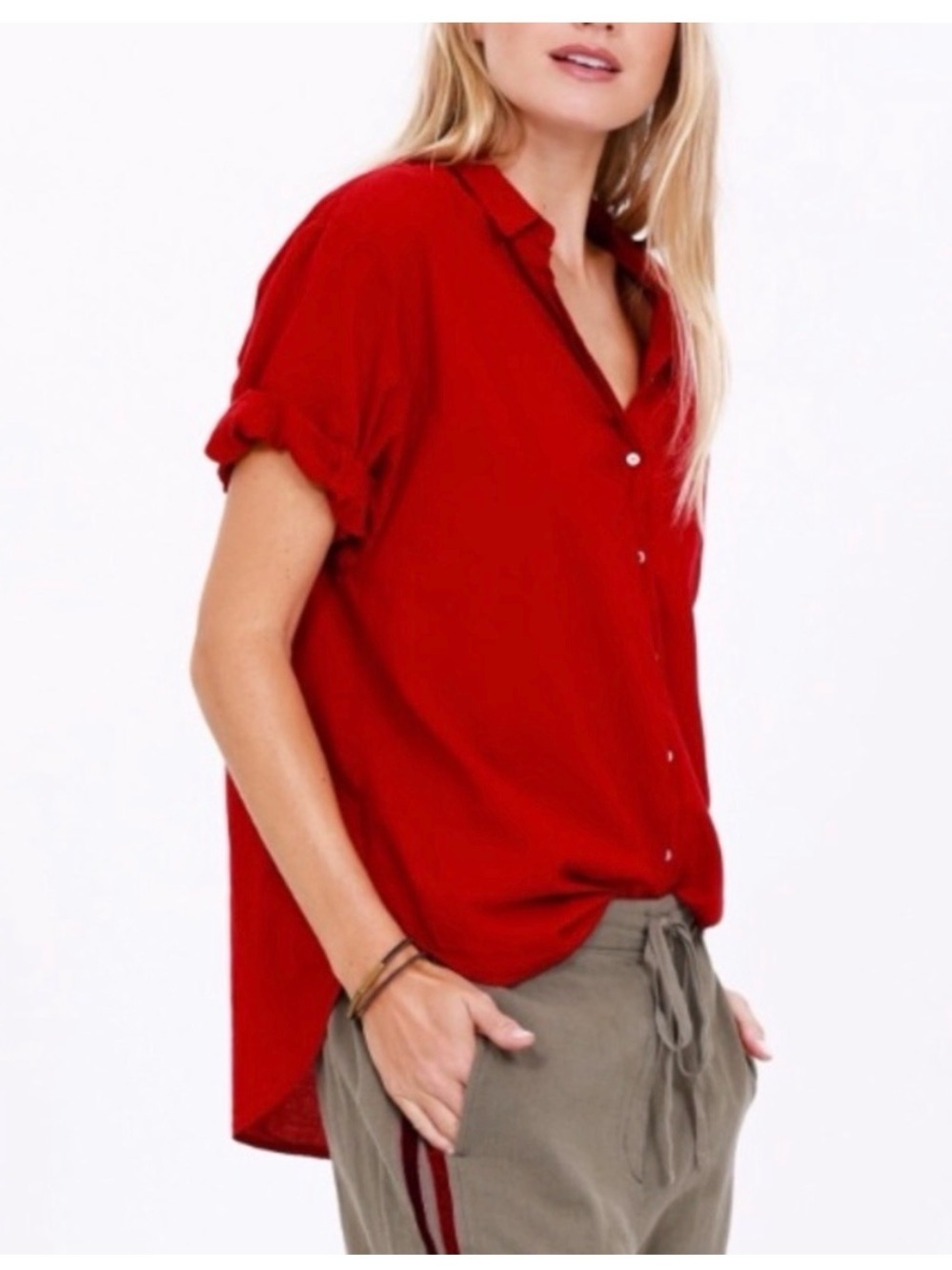 Xirena 100% Cotton Lawn Button Front Shirt sz XS